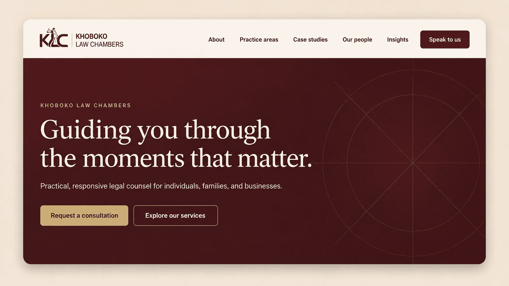 Front page of the website
